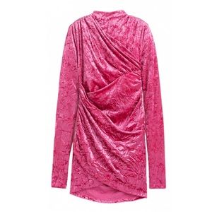 H&M a circular design story studio pink velvet dress with shoulder pads NWT
